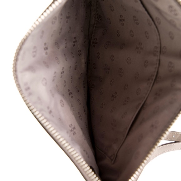Tory Burch crossbody Grey LeatherSilverTone hrd,Single Adjustable Shoulder Strap - Picture 3 of 5